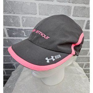 Under Armour Run Hat Women's OSFA Gray Pink Strapback Lightweight Running Casual
